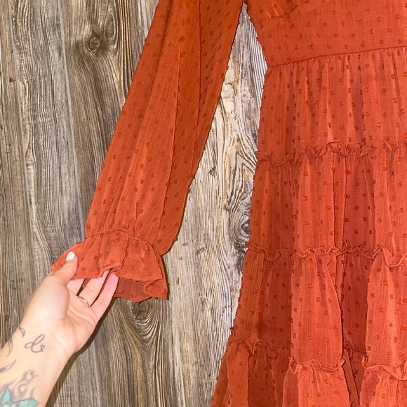 Rust Long-sleeve Dress - Picture 3 of 9